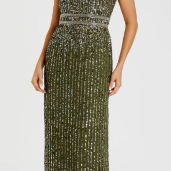 MAC DUGGAL 93602 SEQUINED HIGH NECK SLEEVELESS COLUMN GOWN sz 2 - Picture 5 of 8